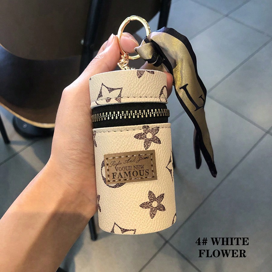 Monogram Keychain Leather - 1pc Set Lipstick Bag Keychain -