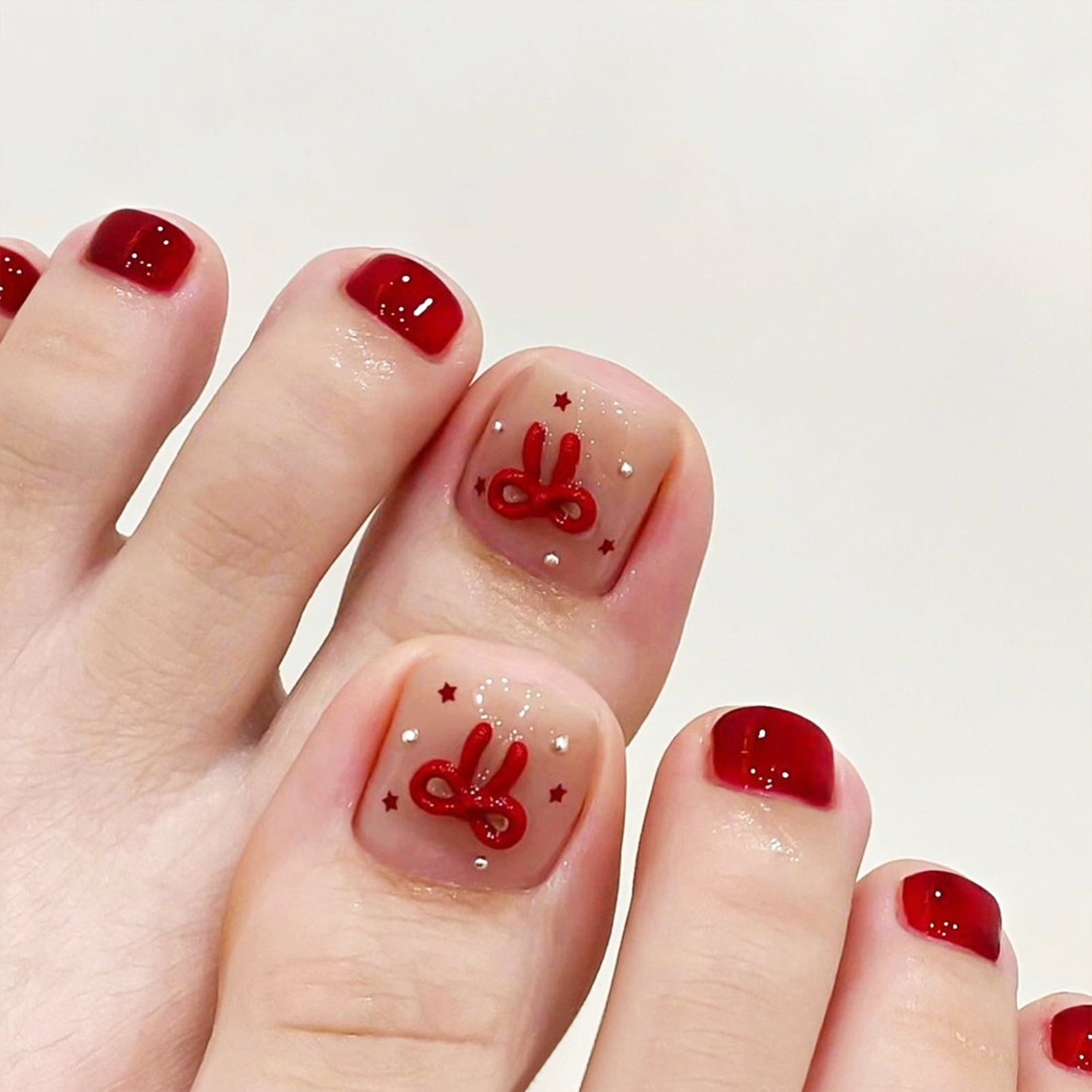 Nude Pink Color Fake Toenails  - Pressed Flower Art 리뷰 및 가격