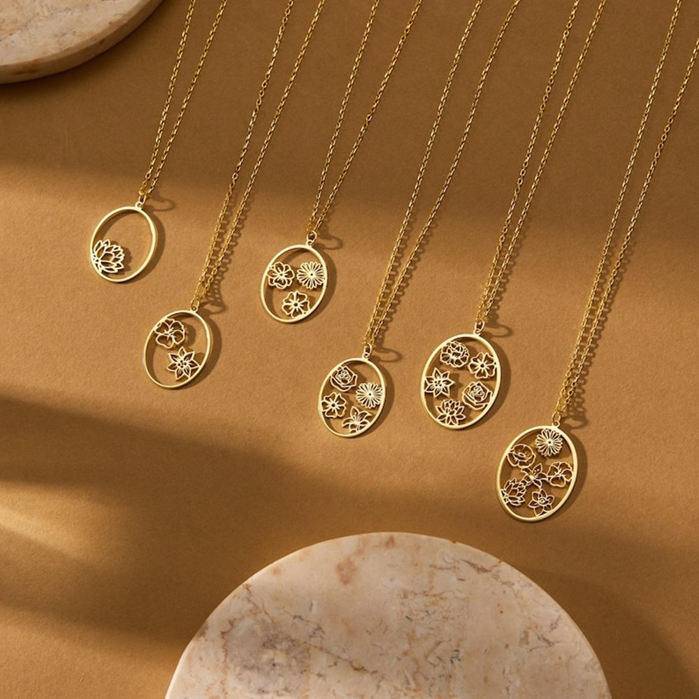 Custom Birth Flower Necklace P - Birth Flower Necklace 리뷰 및 가격