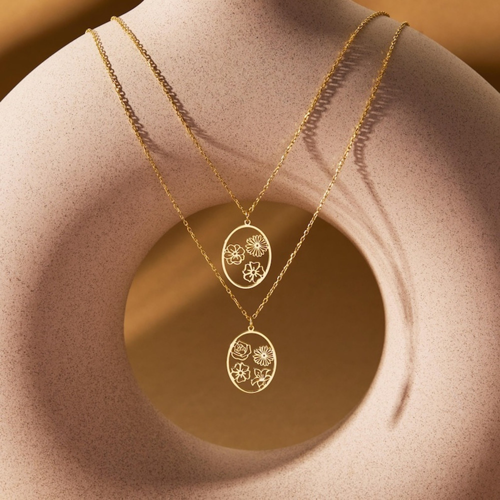Custom Birth Flower Necklace P - Birth Flower Necklace 리뷰 및 가격