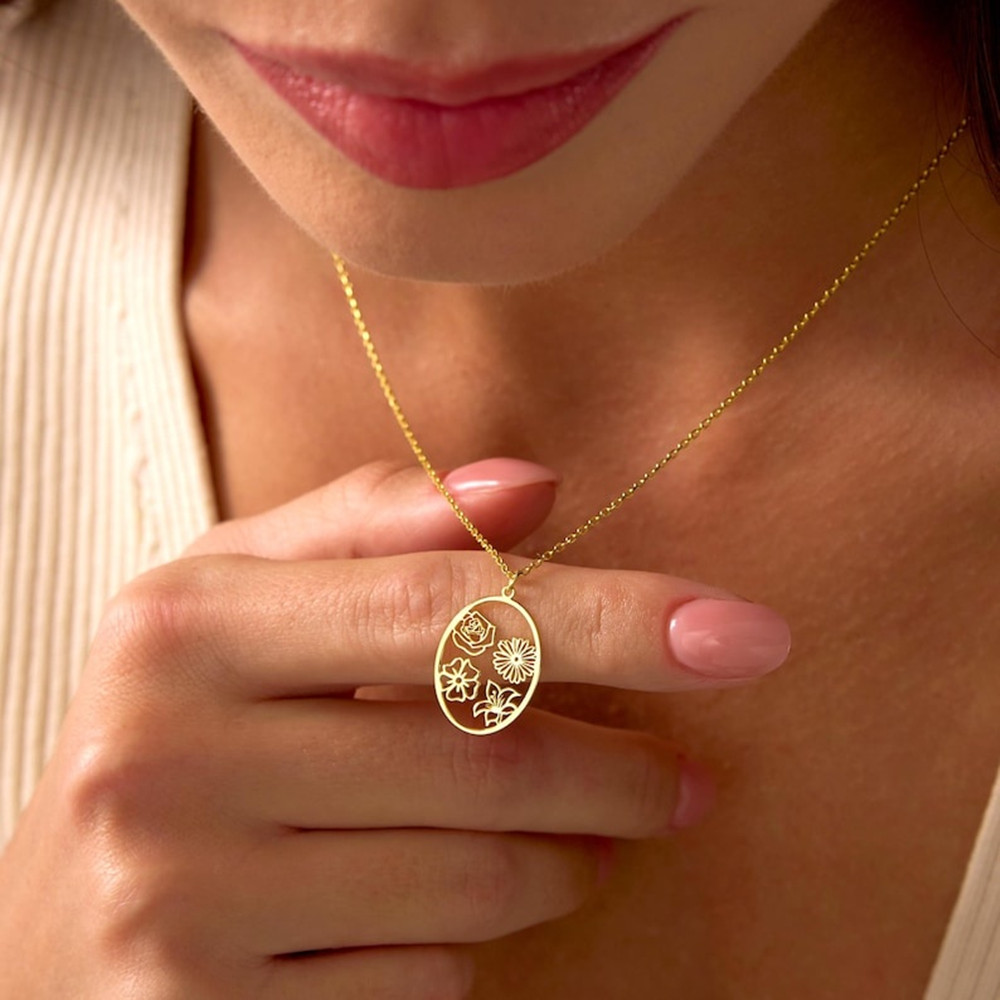 Custom Birth Flower Necklace P - Birth Flower Necklace 리뷰 및 가격