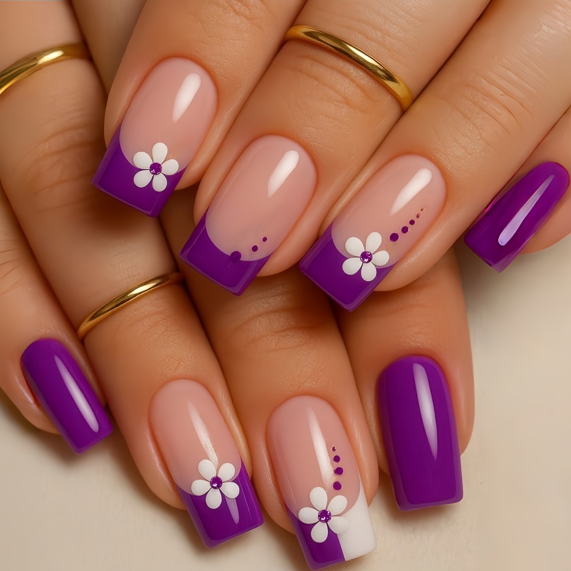 Medium square fake nails for w - Pressed Flower Art 리뷰 및 가격