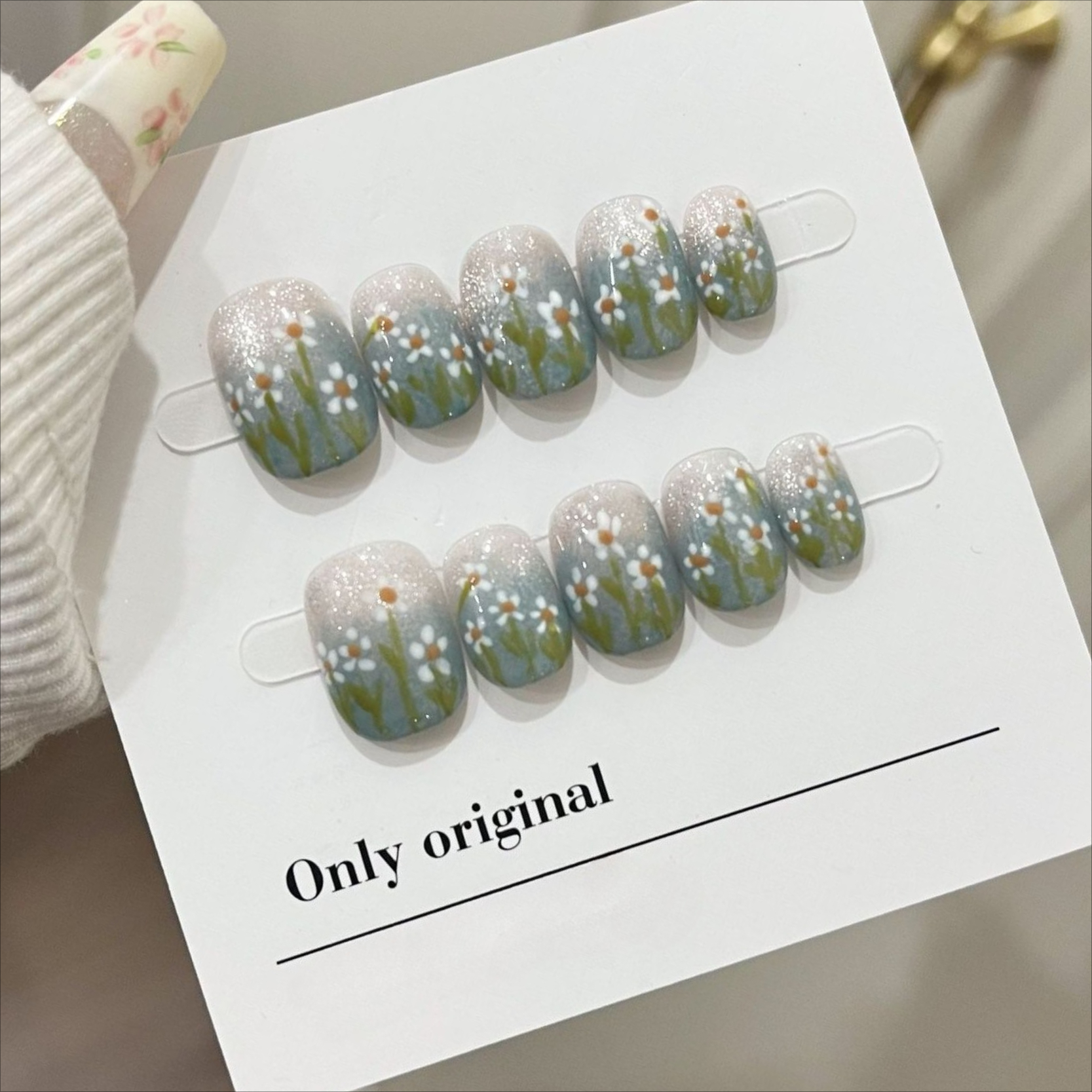 10Pcs Short Handmade Press On  - Pressed Flower Art 리뷰 및 가격