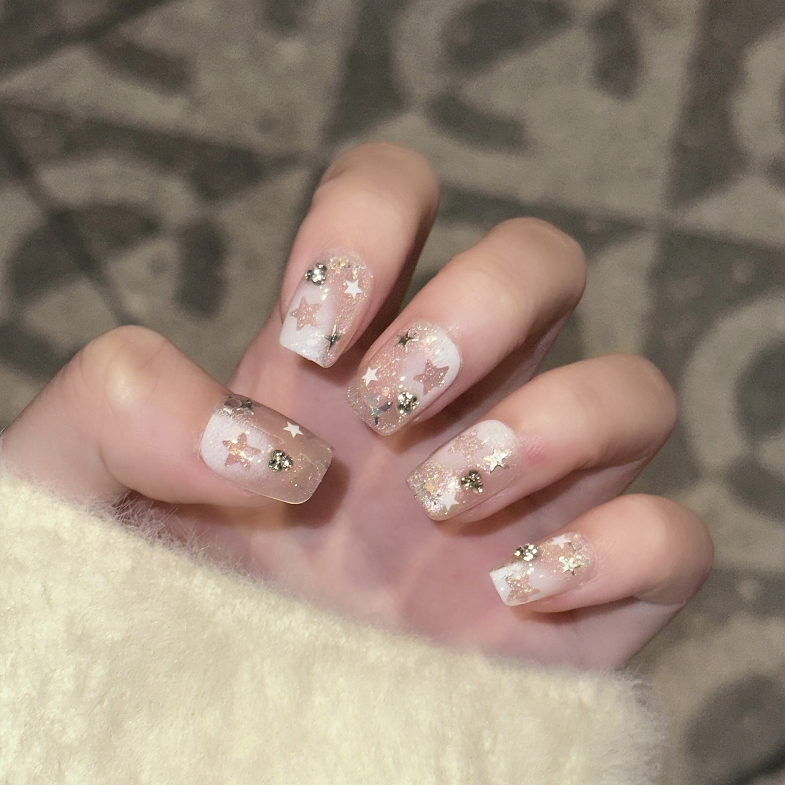 10PCS Short Square Fake Nails  - Pressed Flower Art 리뷰 및 가격