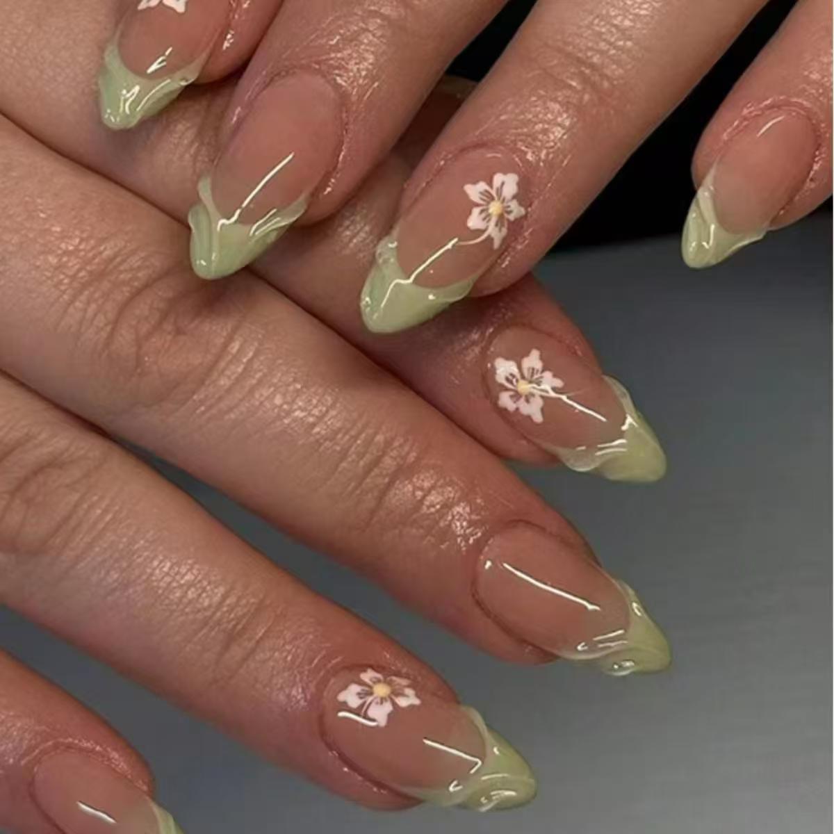 24pcs Simple Green French Fake - Pressed Flower Art 리뷰 및 가격