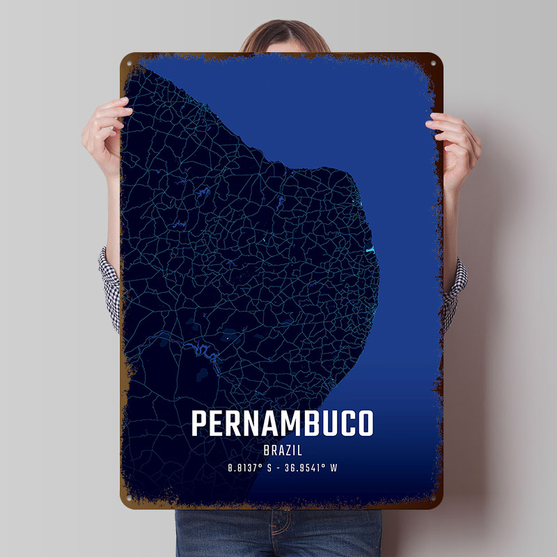 Pernambuco Midnight City Map M - Custom Map Poster 리뷰 및 가격