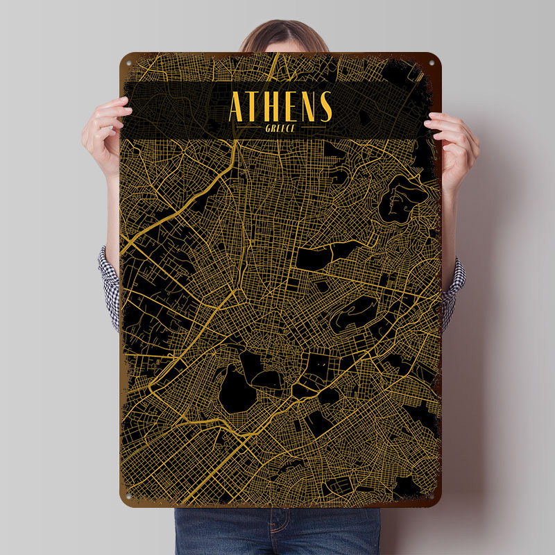 Athens Golden Map Tinplate Pos - Custom Map Poster 리뷰 및 가격