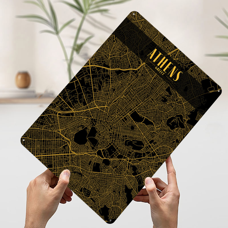 Athens Golden Map Tinplate Pos - Custom Map Poster 리뷰 및 가격
