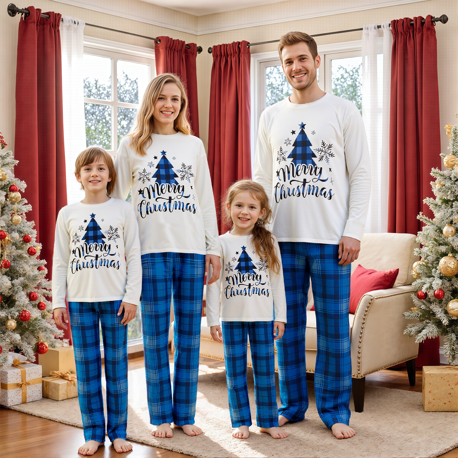 Family Matching Christmas Paja - Family Tree Print 리뷰 및 가격