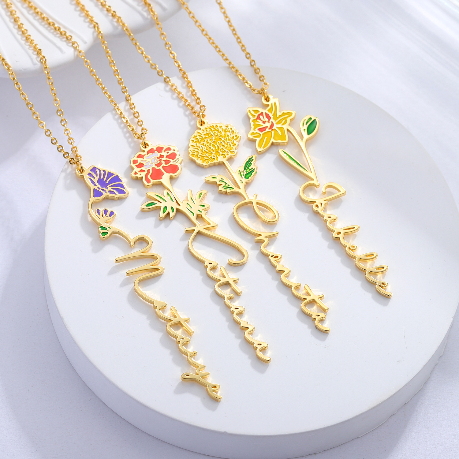Personalized Name Necklace Wit - Birth Flower Necklace 리뷰 및 가격