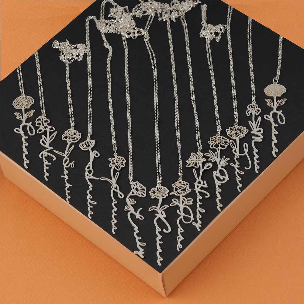 Haiyufly Custom Name Necklace  - Birth Flower Necklace 리뷰 및 가격