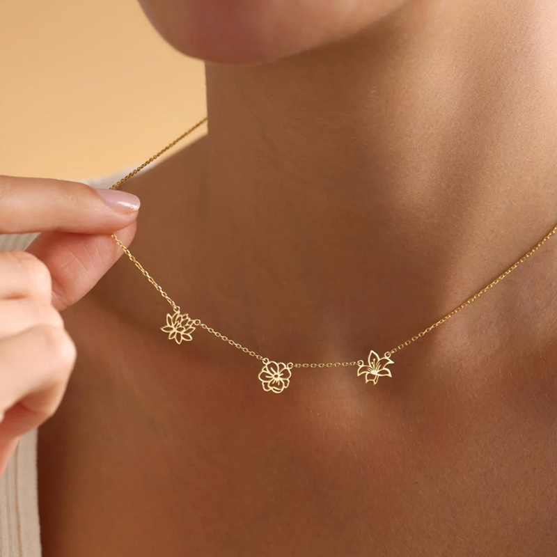 Customized Birth Flowers Neckl - Birth Flower Necklace 리뷰 및 가격