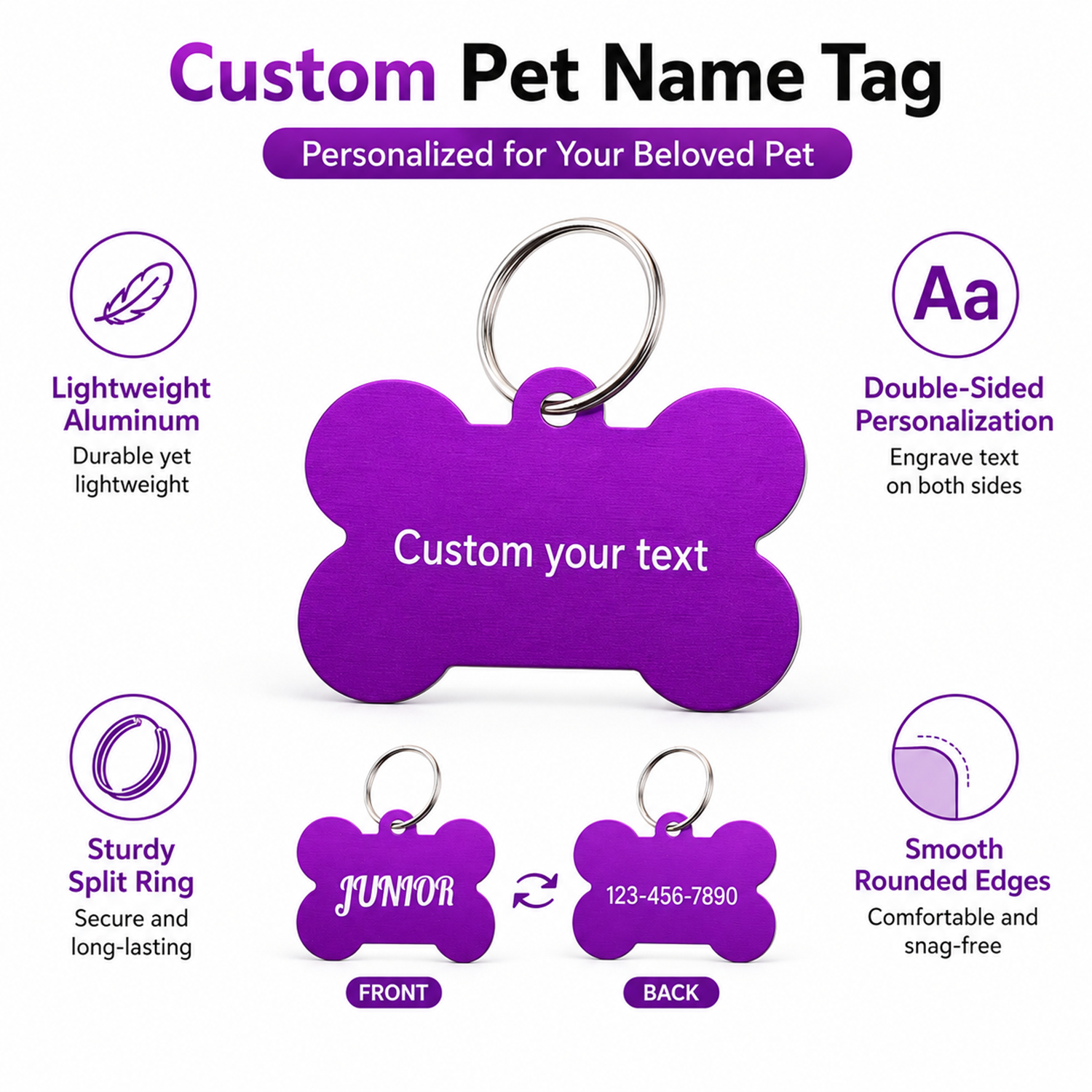Bone Shaped Custom Name Dog Ta - Pet Portrait Custom 리뷰 및 가격