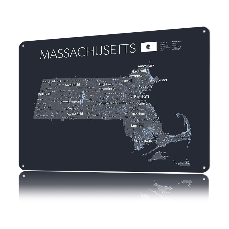 MASSACHUSETTS Map Tinplate Pos - Custom Map Poster 리뷰 및 가격