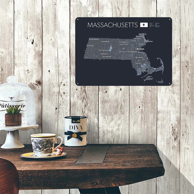 MASSACHUSETTS Map Tinplate Pos - Custom Map Poster 리뷰 및 가격